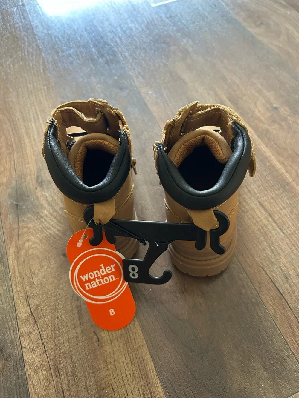 Boys Wonder Nation Tan Work-Style Ankle Boots w/Black Collar Sz 8 New with tags